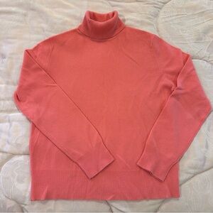 Lord & Taylor Vibrant Coral Turtleneck Cashmere Sweater